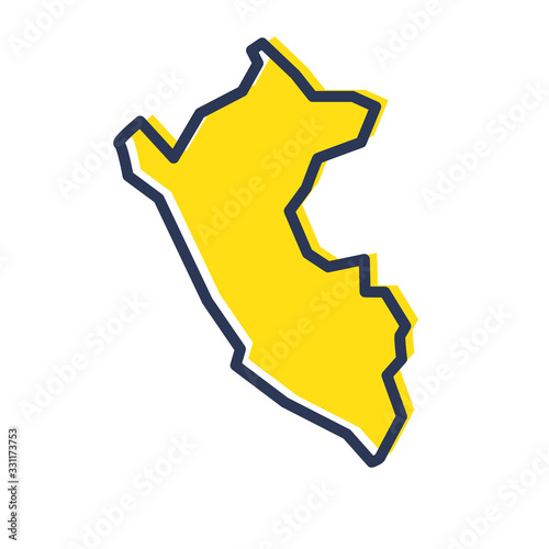 Stylized simple yellow outline map of Peru
