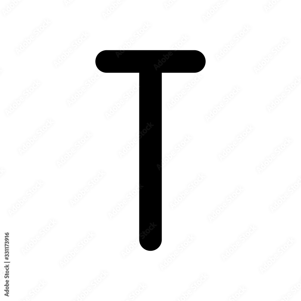 Letter T of alphabet, isolated outline symbol. Black icon on white background Letter T of alphabet, isolated outline symbol. Black icon on white background