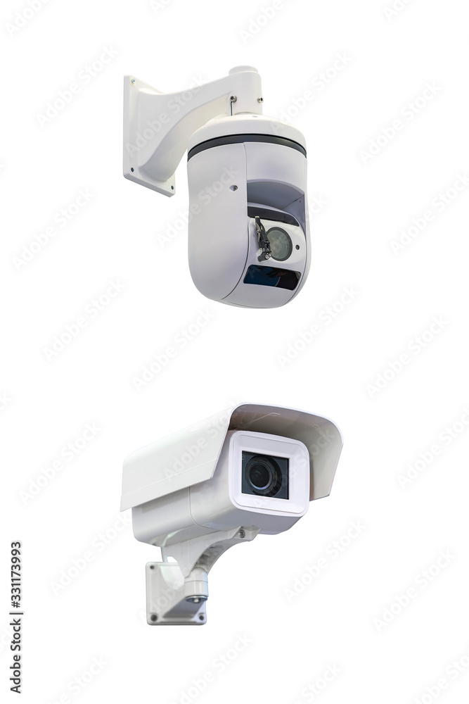 two modern video camera for tracking the situation at the facility isolated on white background two modern video camera for tracking the situation at the facility isolated on white background