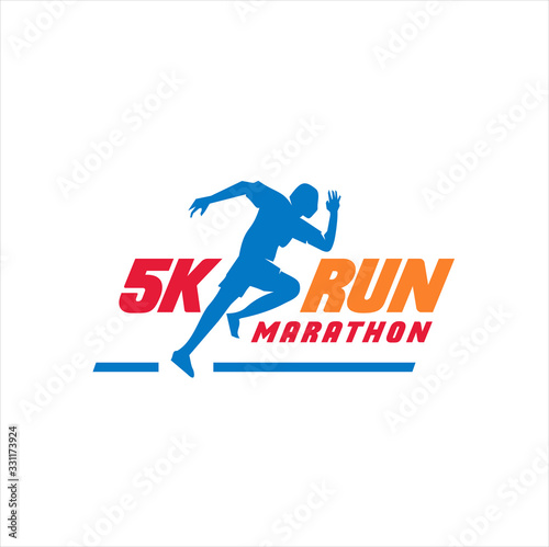 5K Run Logo Design vector Stock symbol .Running logo sport concept . running marathon Logo Design Template .