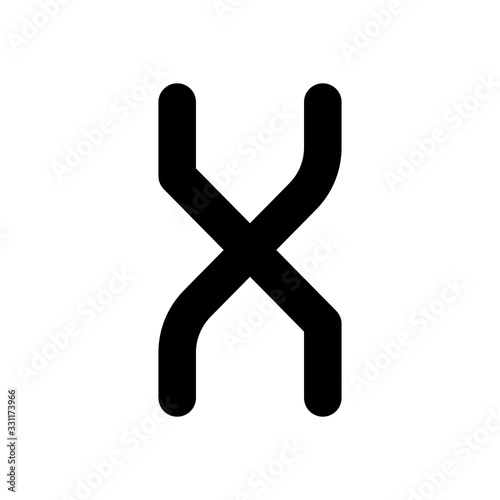 Letter X of alphabet, isolated outline symbol. Black icon on white background