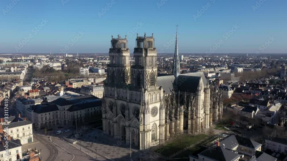 Aerial view of Sainte croix cathedral in Orléans in France Aerial view of Sainte croix cathedral in Orléans in France