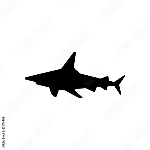 Shark silhouette  underwater predator. Black icon on white background