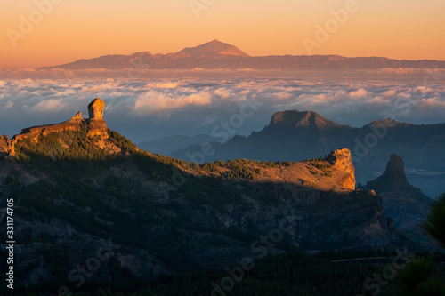 Amazing sunrise at the top of Gran Canaria island