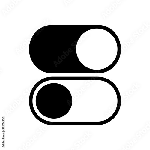 switch on or off, app slider. Black icon on white background