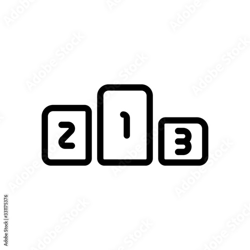 Winners podium, three levels, sport logo, outline design. Black icon on white background