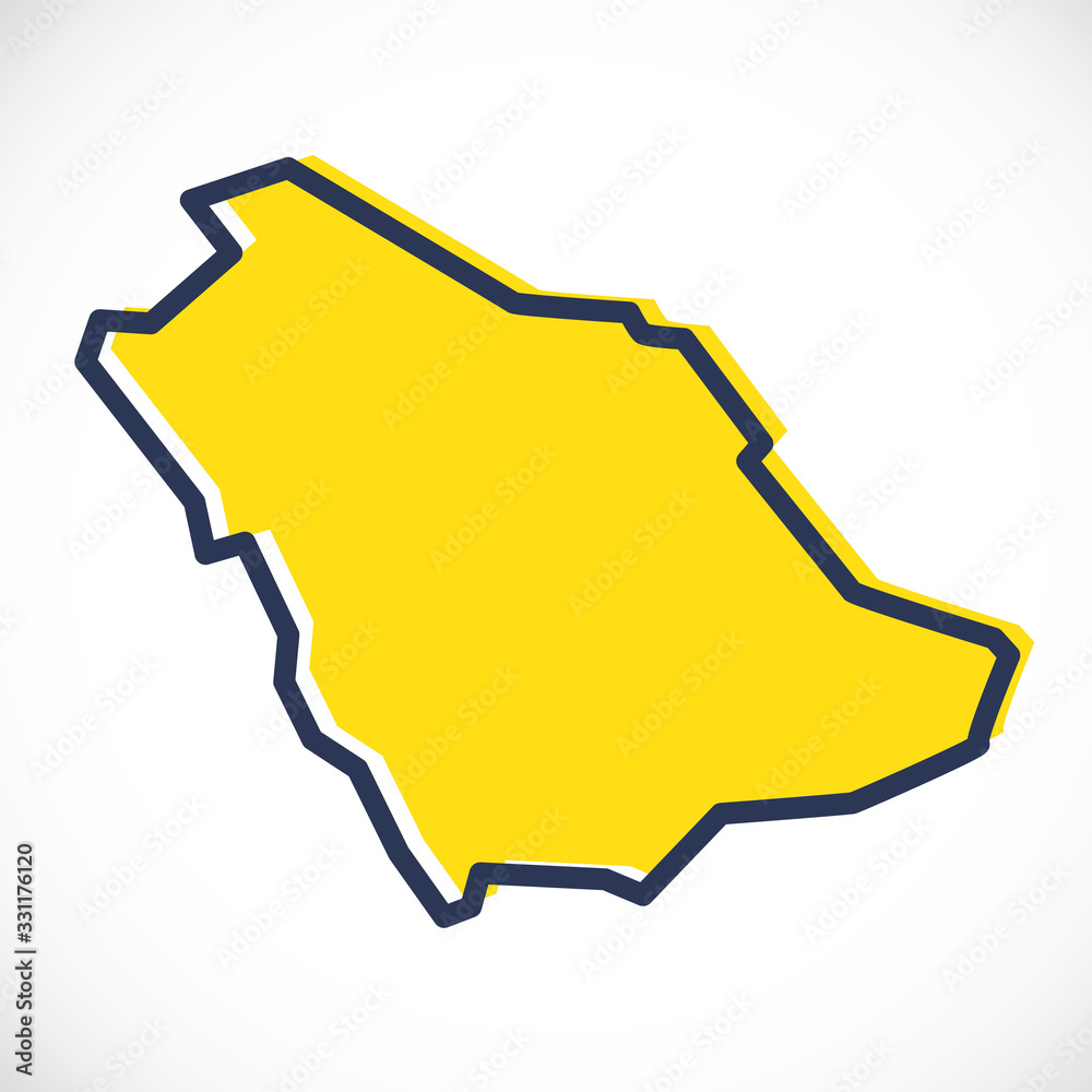 Fototapeta Stylized simple yellow outline map of Saudi Arabia