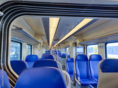Amersfoort, Netherlands, March 18th 2020: Empty train due to people not wanting to use public transport during the Corona Virus Outbreak
