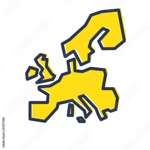 Stylized simple yellow outline map of Europe