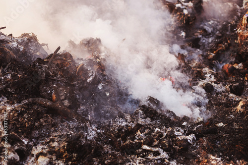 Caused by human littering, blurred waste pile images For background