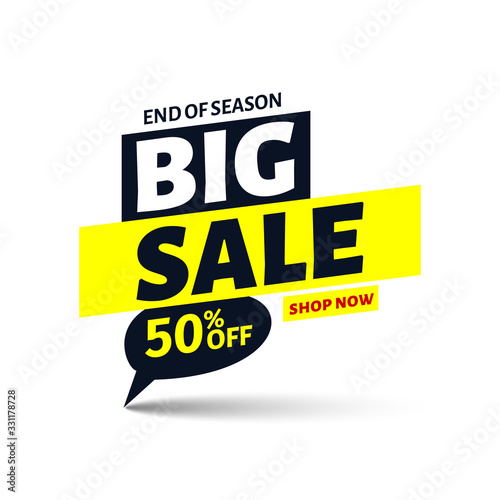 Big sale banner on white background. Vector illustration.