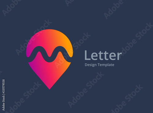 Letter M geotag logo icon design template elements
