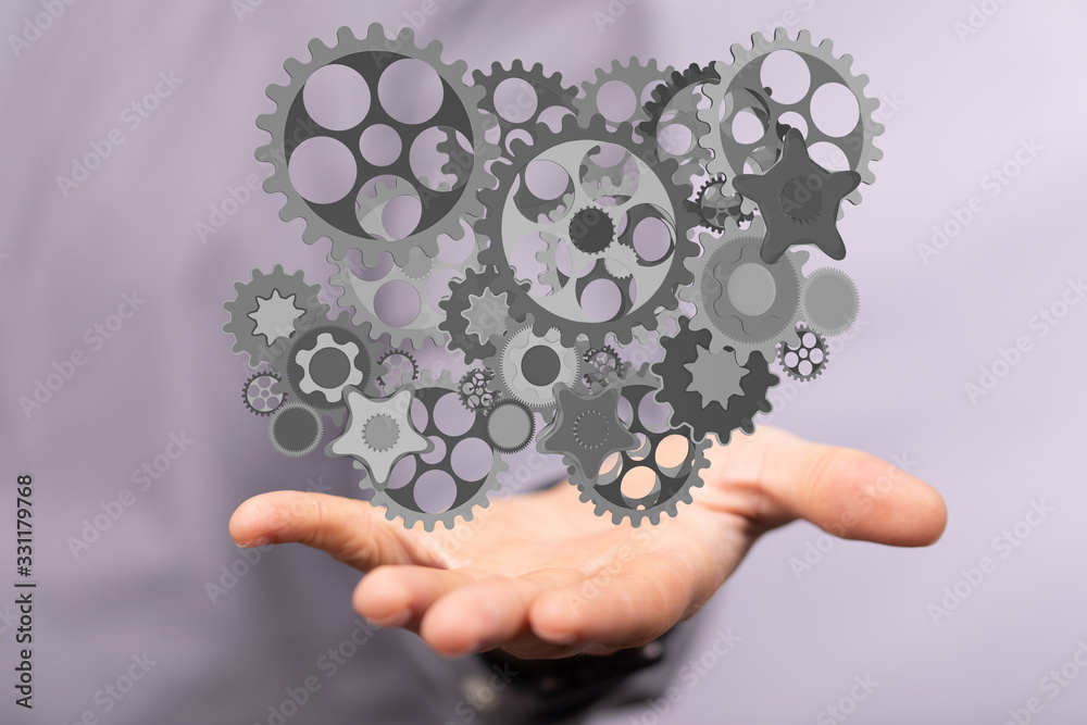 Business, Internet and technology concept. Business select gear icon on virtual screen. Business, Internet and technology concept. Business select gear icon on virtual screen.