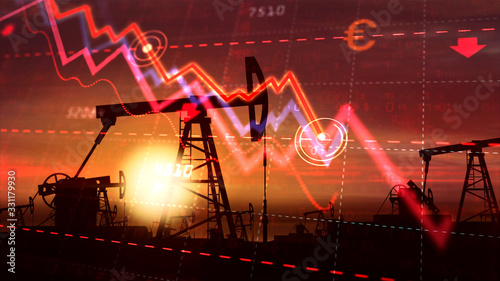 Oil crisis - chart down on oil pump
