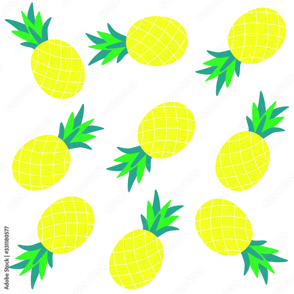Pineapple, Hello Summer, Art Illustration Pineapple, Hello Summer, Art Illustration