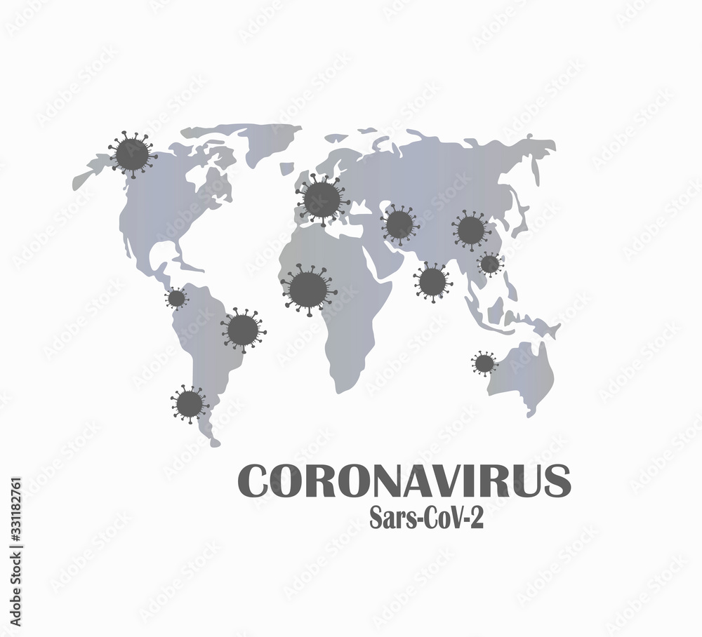 Fototapeta Coronavirus, COVID-19 icon Vector illustration flat. World pandemic 2020. Wuhan syndrome. World map - rapid coronavirus disease - statistics