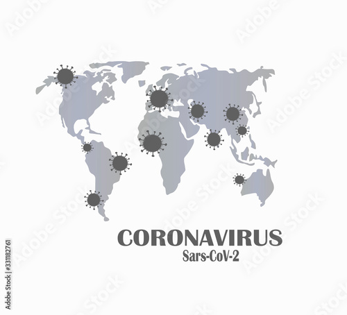 Coronavirus  COVID-19 icon Vector illustration flat. World pandemic 2020. Wuhan syndrome. World map - rapid coronavirus disease - statistics