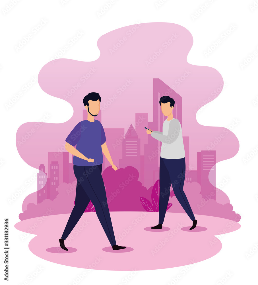 group of young men in cityscape avatar character vector illustration design group of young men in cityscape avatar character vector illustration design
