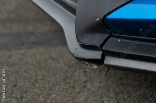 Cracks on cars due to impact or bump.