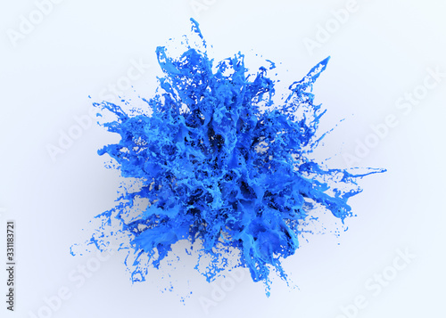 Fototapeta Naklejka Na Ścianę i Meble -  Abstract 3d render, blue liquid splash, modern background design