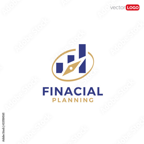 chart with compass  financial planning icon symbol Logo Design Vector Template Illustration