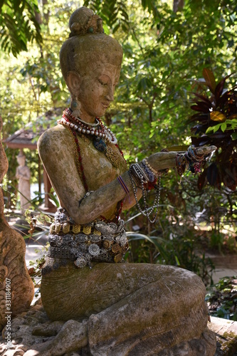Female Deva Adorned with Beads Portrait  Pha Lat Temple  Doi Suthep  Chiang Mai