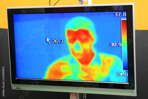 Thermographic camera monitoring Pandemic Covid-19 of Coronavirus Sars-CoV-2