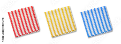 Napkins isolated on white top view mockup. Set