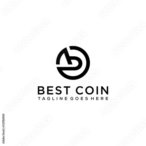 Creative modern coin with sign B logo design template.