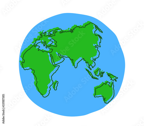 Planet earth on a white background. Cartoon. Vector illustration.