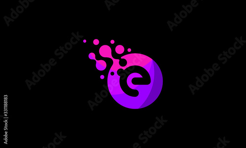 initial e circle logo technology icon vector