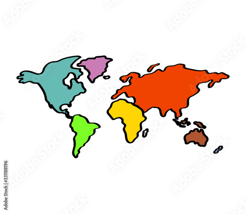 Geographical map of the world. Symbol. Vector illustration.