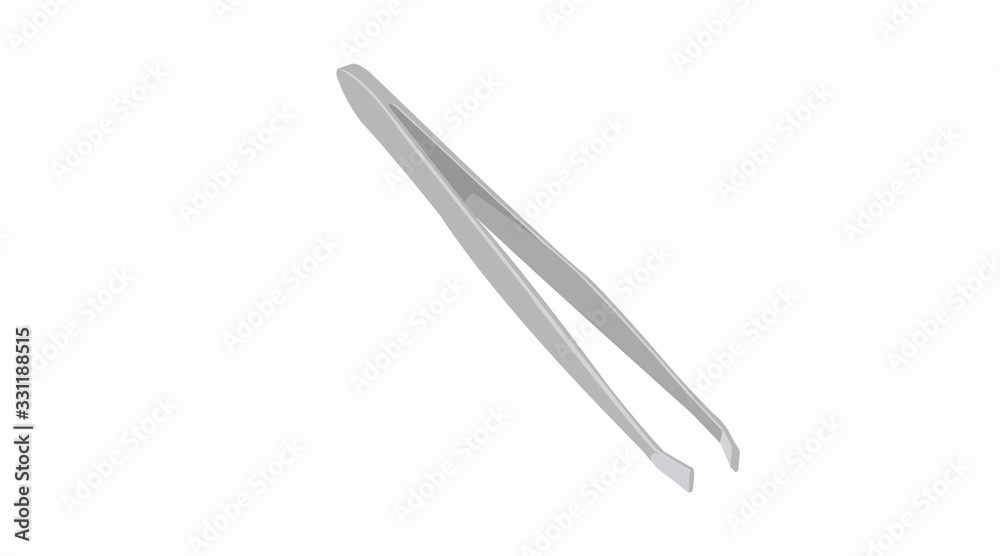 Vector isolated Illustration of realistic metal tweezers Vector isolated Illustration of realistic metal tweezers