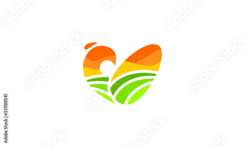 landscape plantation logo icon vector