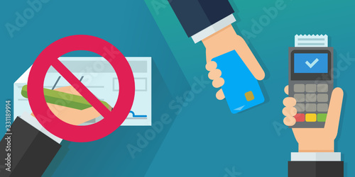 : Ne plus payer par chèque et payer par carte bancaire (euros flat design)