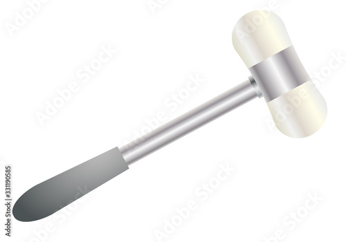 Martillo de metal sobre fondo blanco.