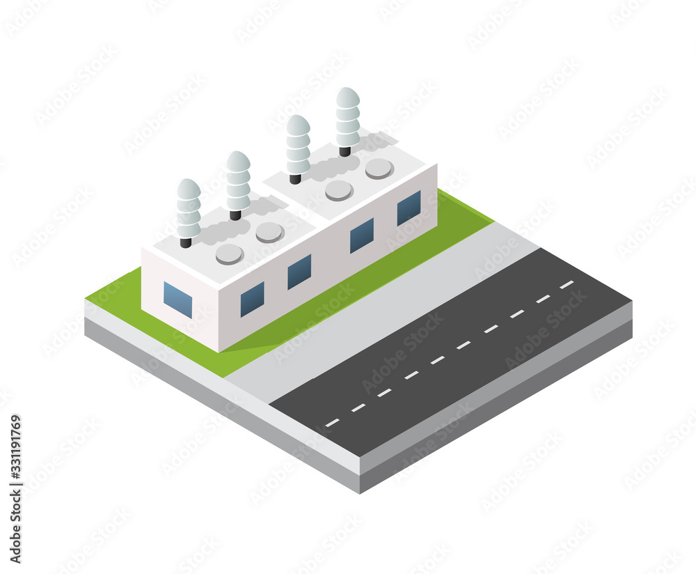 Fototapeta premium Isometric 3D city module industrial urban factory