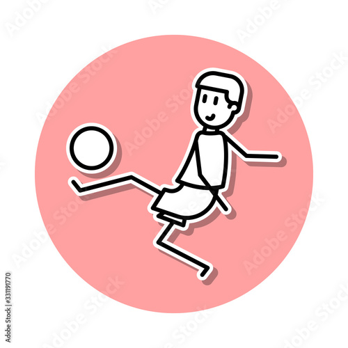 the kicker strikes ball sticker icon. Simple thin line, outline vector of Soccer in action icons for ui and ux, website or mobile application