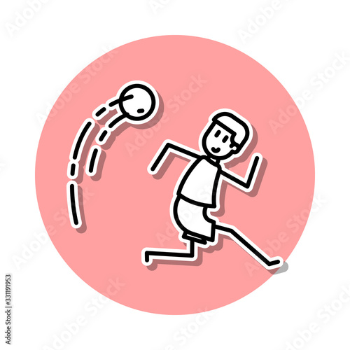 soccer players with ball sticker icon. Simple thin line, outline vector of Soccer in action icons for ui and ux, website or mobile application