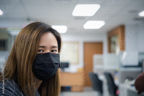 Woman wearing mask protection epidemic flu covid19