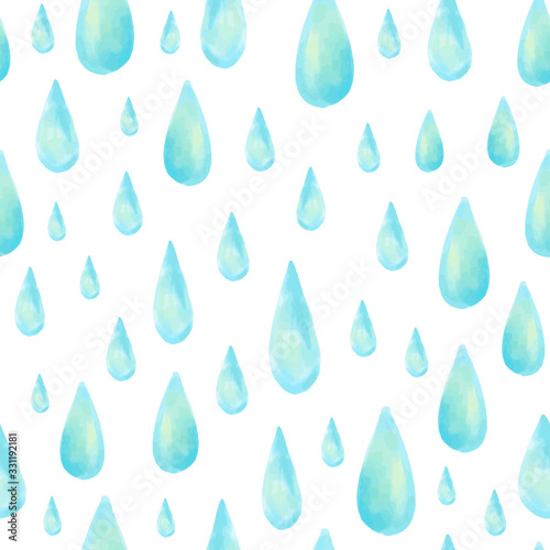 Seamless pattern of watercolor raindrops