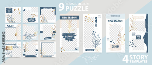 Trendy editable template for social networks stories and posts, vector illustration.