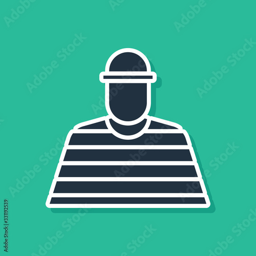 Blue Prisoner icon isolated on green background. Vector Illustration