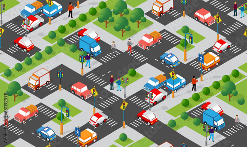Isometric Crossroads intersection of streets of highways