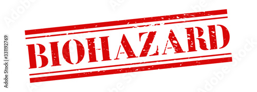 Biohazard stamp. Vector banner distressed. Biohazard vintage grunge sign in red ink.