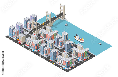 Transport Logistics 3D Isometric City illustrated