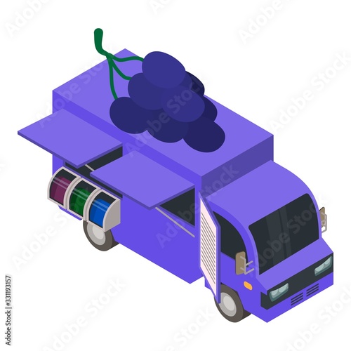 Grape and wine truck icon. Isometric of grape and wine truck vector icon for web design isolated on white background