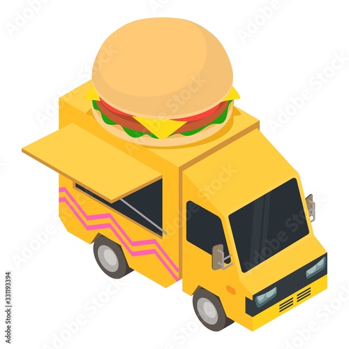 Hamburger truck icon. Isometric of hamburger truck vector icon for web design isolated on white background