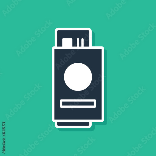 Blue Passport with ticket icon isolated on green background. Identification Document. Concept travel and tourism. Vector Illustration