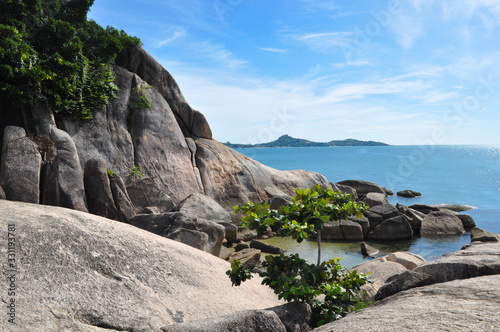 Picturesque coastal cliffs and azure sea. Koh Samui © Настя К
